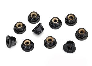 Traxxas Locknut M4 Black with flange serrated (10) TRX8347