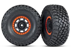 Traxxas Tires & Wheels Baja KR3/Desert Racer Black-Orange (2) UDR TRX8472