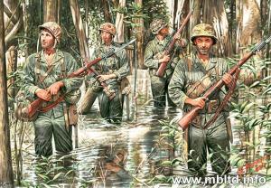 1:35 U.S. Marines in jungle, WWII era