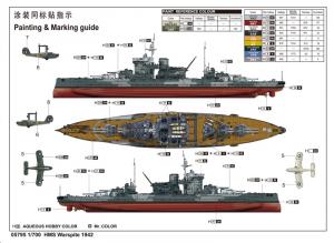 Trumpeter 1:700 HMS Warspite 1942