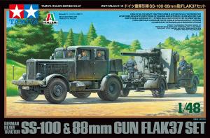 Tamiya 1/48 HEAVY TRACTOR SS-100 & 88MM FLAK pienoismalli