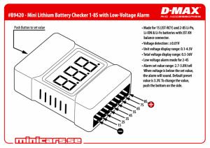 Lithium Voltage Cell Checker with Alarm 1-8s