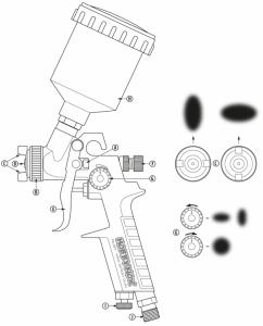 RUBY Mini Spray Gun Top Feed 0.8mm 125ml Cup 3m Hose