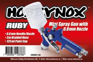 RUBY Mini Spray Gun Top Feed 0.8mm 125ml Cup 3m Hose