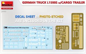 1:35 GERMAN TRUCK L1500S w/CARGO TRAILER pienoismalli