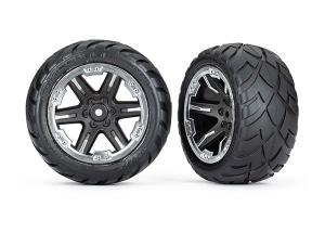 Traxxas Tires & Wheels Anaconda/RXT Black & Chrome 2,8" 4WD, 2WD Front (TSM-Rated)(2) TRX6775X
