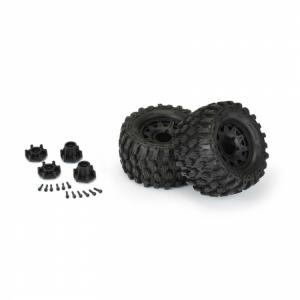 Hyrax 2.8" All Terrain Tires Mounted on Raid Black 6x30 Removable Hex Wheels (2) for StampedeÂ® 2wd & 4wd Front and Rear