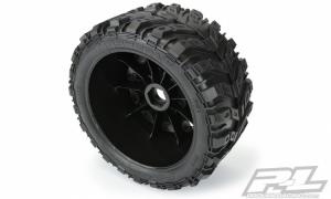 Masher X HP All Terrain BELTED Tires Mounted on Raid 5.7" Black Wheels (2) for X-MAXX