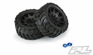 Masher X HP All Terrain BELTED Tires Mounted on Raid 5.7" Black Wheels (2) for X-MAXXÂ®