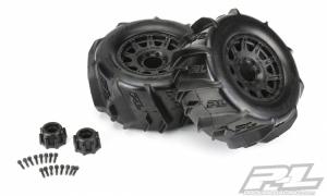 Dumont 3.8'' Paddle Sand/Snow Tires Mounted on Raid Black 8x32 Removable Hex Wheels (2) for 17mm MT Front or Rear