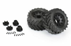 Demolisher 2.8" All Terrain Tires Mounted on Raid Black 6x30 Removable 12mm Hex Wheels (2) for StampedeÂ® 2wd & 4wd FR