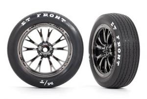 Traxxas Tires & Wheels Front Black Chrome (2)  Drag Slash TRX9474X