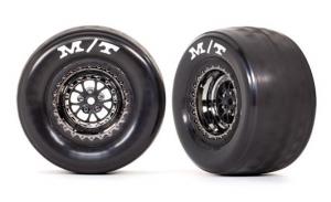 Traxxas Tires & Whels Rear Black Chrome (2)  Drag Slash TRX9475X