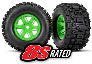 Traxxas Tires & Wheels Sledgehammer/X-Maxx Green (2) TRX7774G