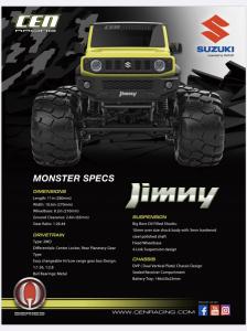 Cen Racing Q-Series Suzuki Jimny Yell 1/12 Solid Axle RTR Monster RC-auto
