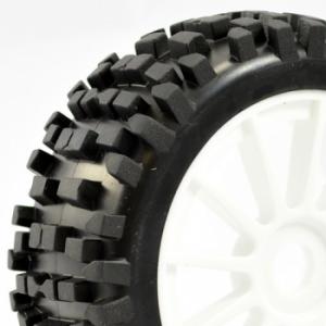 FASTRAX 1/8TH PREMOUNTED BUGGY TYRES ROCK-BLOCK/12 SPOKE