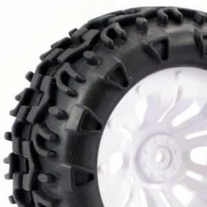 FASTRAX 1/10 KLAXON TRUCK TYRE MOUNTED ON 12-SPOKE (12mm HEX)