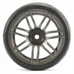 Fastrax 1/10 Street/Tread Tyre 14Sp Gun Metal Wheel
