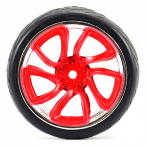 Fastrax 1/10 Street/Tread Tyre Tri-5 Red/Chrome Wheel