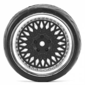 Fastrax 1/10 Street/Tread Tyre Classic Black/Chrome Wheel