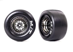 Traxxas Tires & Whels Rear Black Chrome Mickey Thompson (2)  Drag Slash TRX9476X