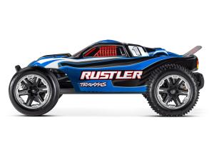 Traxxas Rustler 2WD 1/10 RTR TQ Blue LED RC-auto + akku ja laturi TRX37054-61-BLU