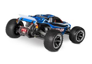 Traxxas Rustler 2WD 1/10 RTR TQ Blue LED RC-auto + akku ja laturi TRX37054-61-BLU