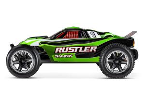 Traxxas Rustler 2WD 1/10 RTR TQ Green LED RC-auto + akku ja laturi TRX37054-61-GRN