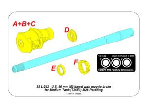 Aber 1/35 U.S 90 mm M3 barrel with muzzle brake for T26E3 , Pershing (for Tamiya kits)