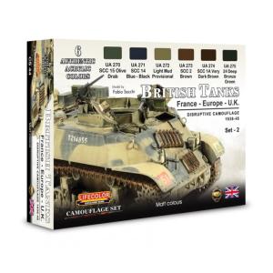 Lifecolor British Tanks, France-Europe, U.K., Disruptive Camouflage, Set 2 6 x 22 ml