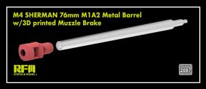 Ryefield 1/35 M4 Sherman 76 mm M1A2 Metal Barrel w/3D Printed Muzzle Brake