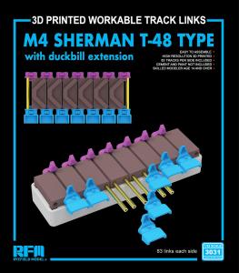 Ryefield 1/35 M4 Sherman T-48 Type w/ Duckbill Extension (3d Printed Tracks)