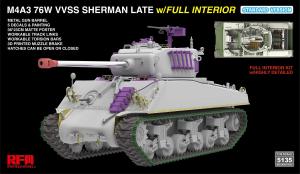 Ryefield 1/35 M4A3 76W VVSS Sherman Late Standard Version Full Interior