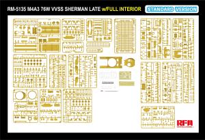 Ryefield 1/35 M4A3 76W VVSS Sherman Late Standard Version Full Interior
