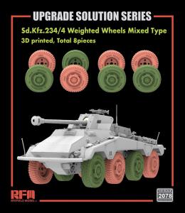 Ryefield 1/35 Sd.Kfz.234/4 3D Printed Wheels Mixed Type (Type A 4 pcs + Type B 4 pcs)