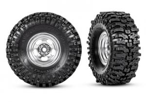 Traxxas Tires & Wheels Mickey Thompson Baja Pro Xs/ Satin Chrome 2.4x1.0 (2) TRX9872