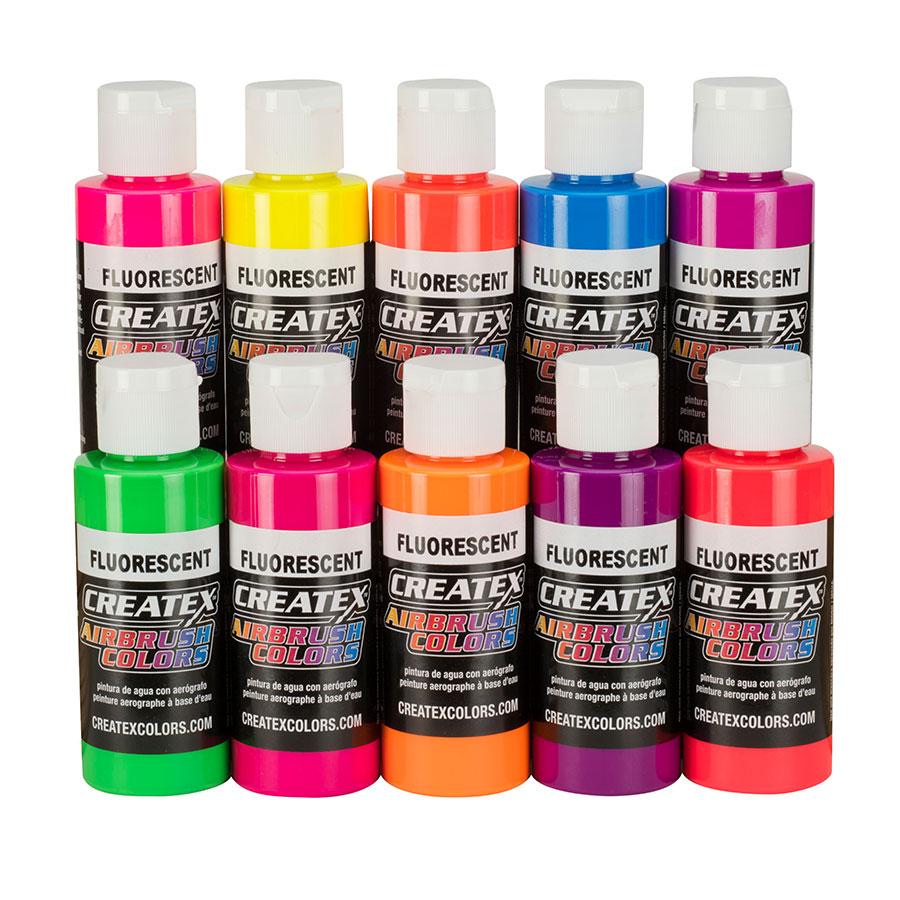 Createx 10 Color Fluorescent Airbrush Set 6x60ml 