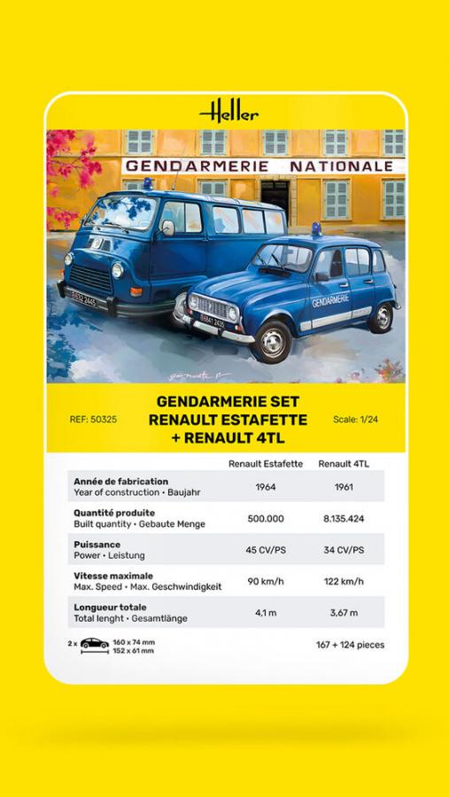 Heller 1/24 Gendarmerie Set, Renault Estafette + Renault 4TL