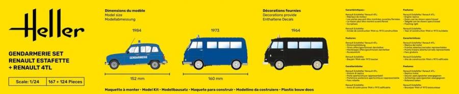 Heller 1/24 Gendarmerie Set, Renault Estafette + Renault 4TL