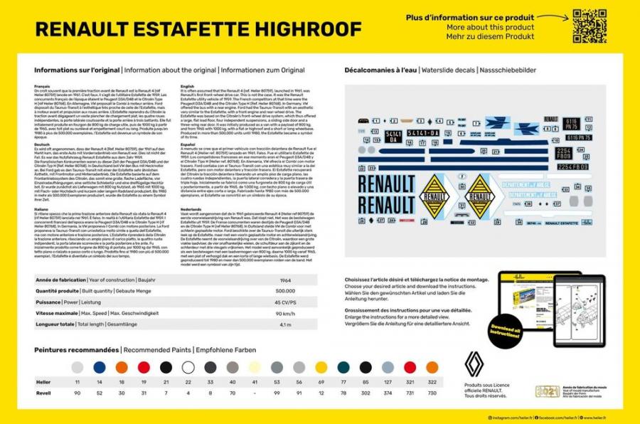 Heller 1/24 Renault Estafette High Roof pienoismalli
