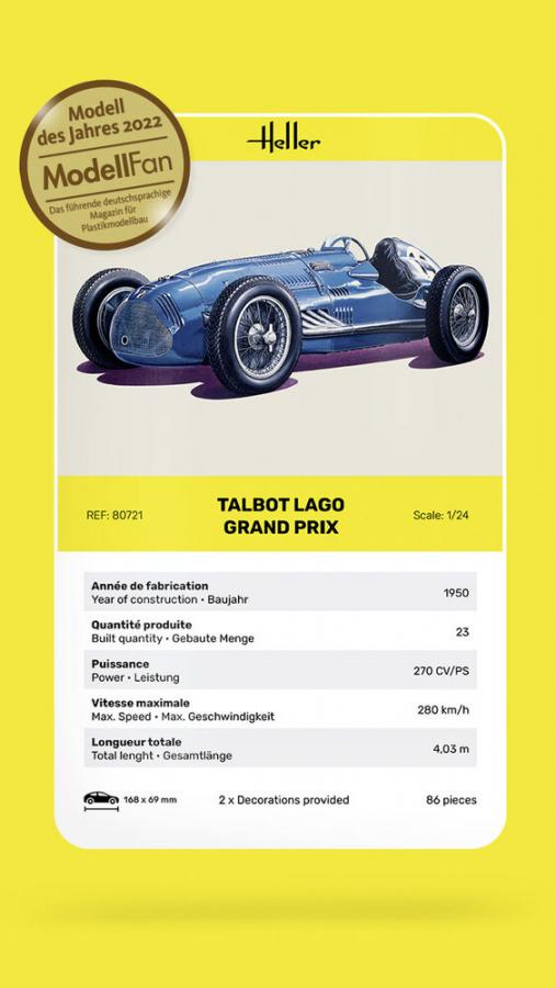 Heller 1/24 Talbot Lago Grand Prix pienoismalli
