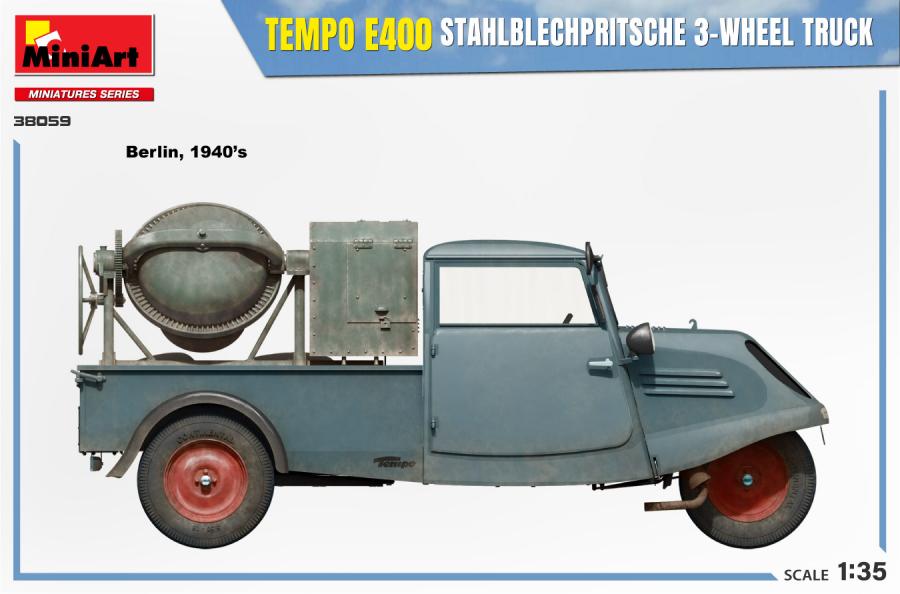 1/35 Tempo E400 StahlblechPritsche 3-Wheel Truck