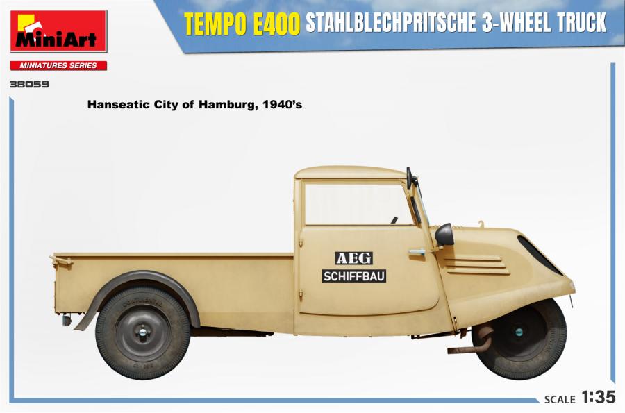 1/35 Tempo E400 StahlblechPritsche 3-Wheel Truck