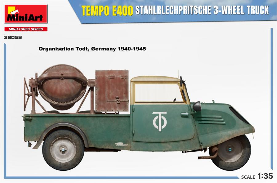 1/35 Tempo E400 StahlblechPritsche 3-Wheel Truck