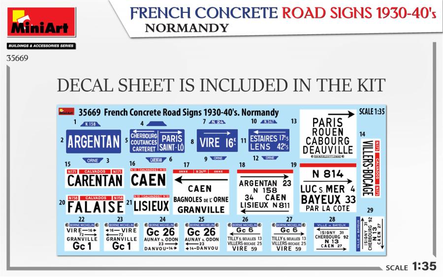 1/35 French Concrete Road Signs 1930-40's. Normandy