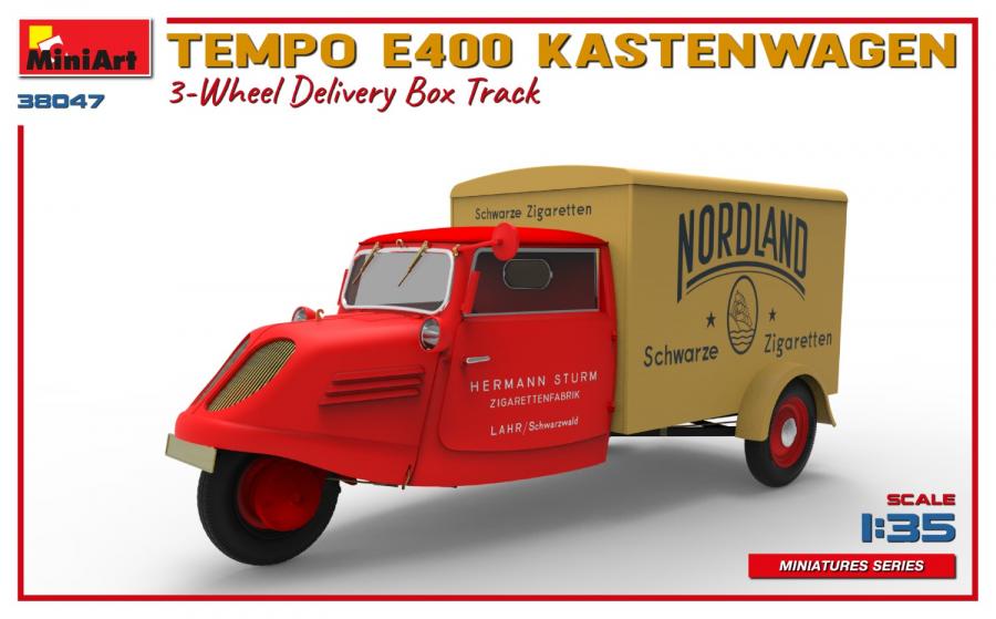1/35 Tempo E400 Kastenwagen 3-Wheel Delivery Box Track