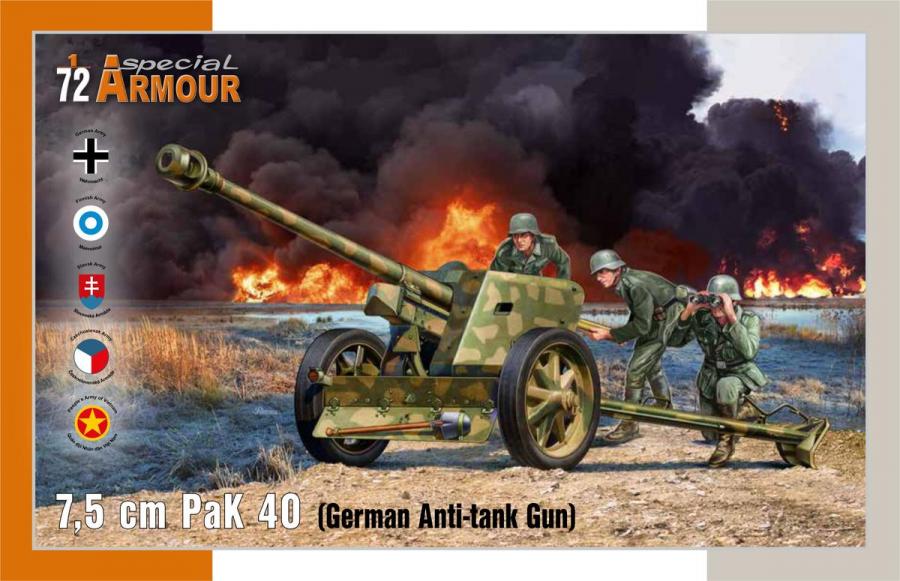 1/72 7,5 cm PaK 40 German Anti-tank Gun (mahdollisuus maalata Suomi väreihin)