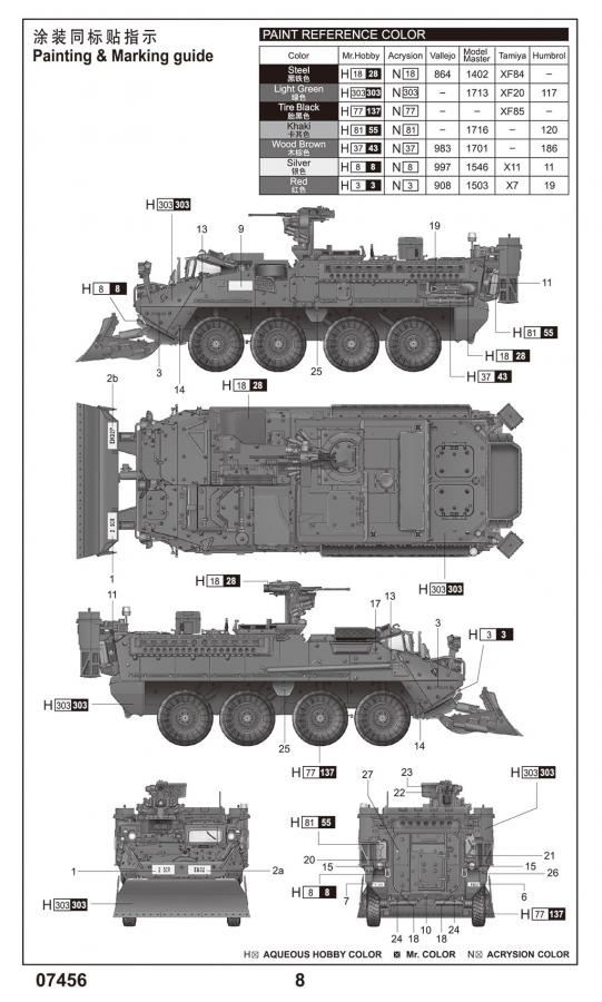 Trumpeter 1/72 M1132 Stryker Engineer Squad Vehicle w/SOB