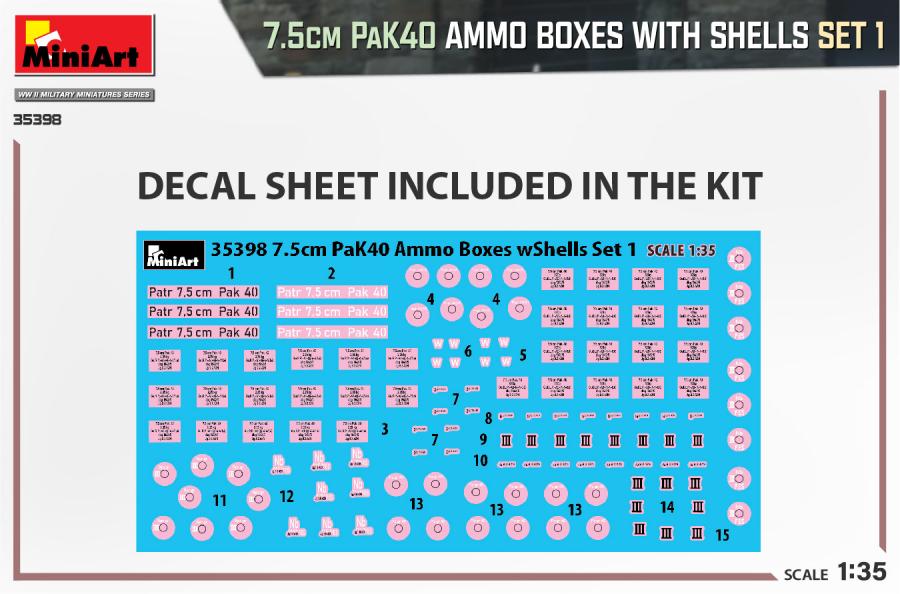 1/35 7.5cm PaK40 Ammo Boxes w/Shells Set 1