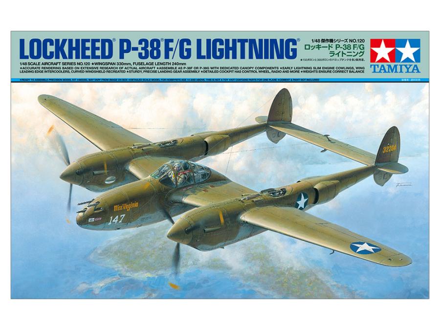 Tamiya 1/48 LOCKHEED  P-38F/G LIGHTNING pienoismalli
